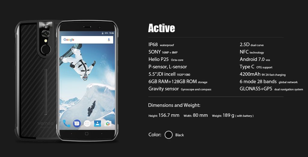 Vernee Active: Rugged Phone with Helio P25 and 6GB RAM