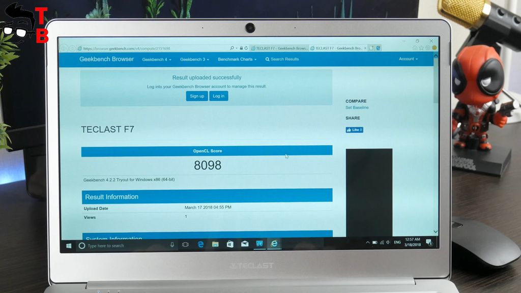 Teclast F7 REVIEW geekbench benchmark