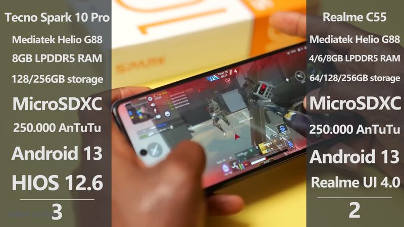 Realme C55 vs Tecno Spark 10 Pro: Compare Best Budget Smartphones 2023!