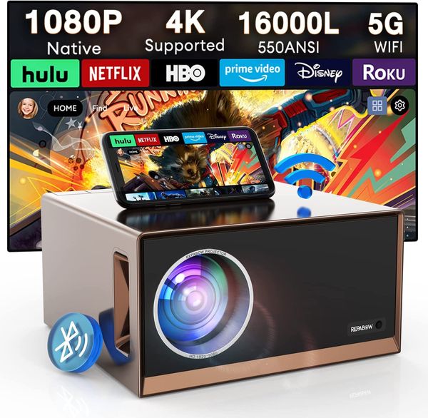 REPABOW Projector with 5G WiFi and Bluetooth - Amazon - $100 OFF Coupon